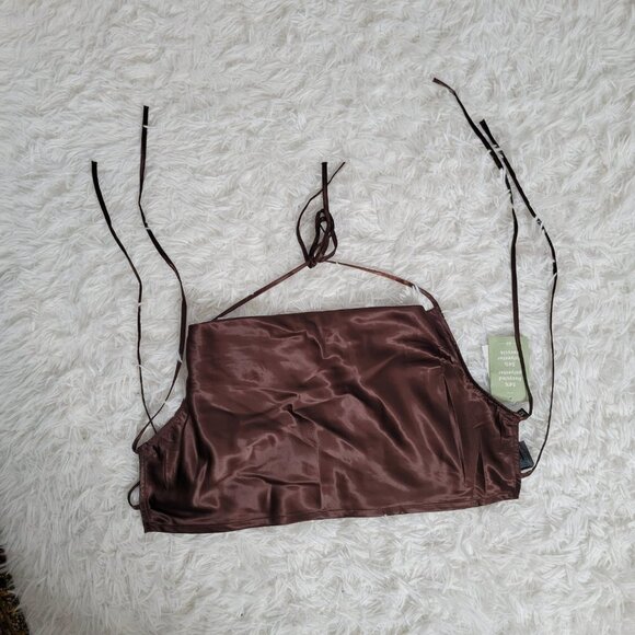 NWT H&M Divided Satin Backless Tie Crop Top - Size Medium - Picture 5 of 10